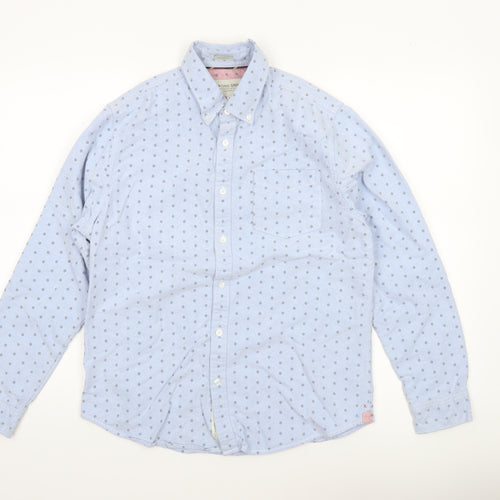 Racing Green Women's Blue Cotton Long Sleeve Button-Up Shirt Size M