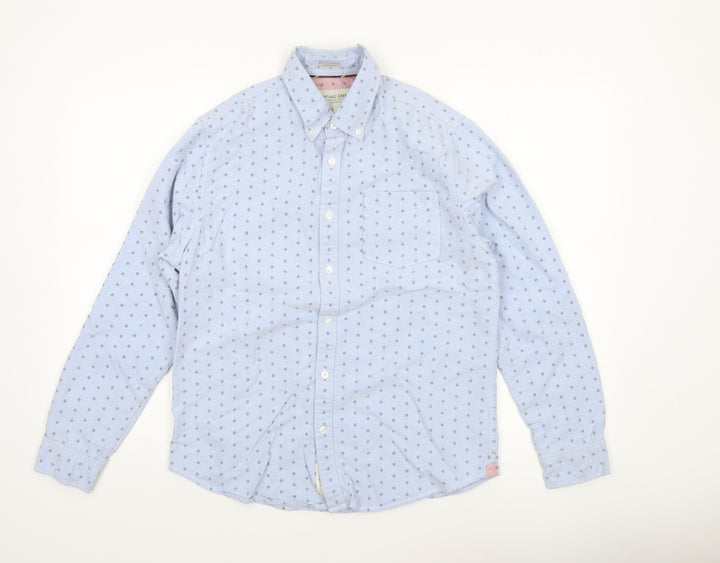 Racing Green Women's Blue Cotton Long Sleeve Button-Up Shirt Size M