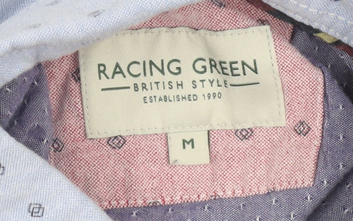 Racing Green Women's Blue Cotton Long Sleeve Button-Up Shirt Size M