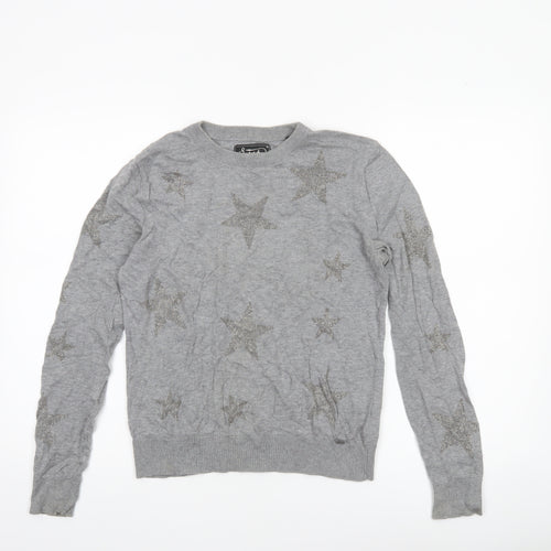 Superdry Womens Grey XS Crew Neck Star Knit Jumper