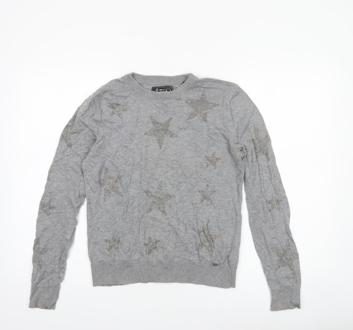Superdry Womens Grey XS Crew Neck Star Knit Jumper