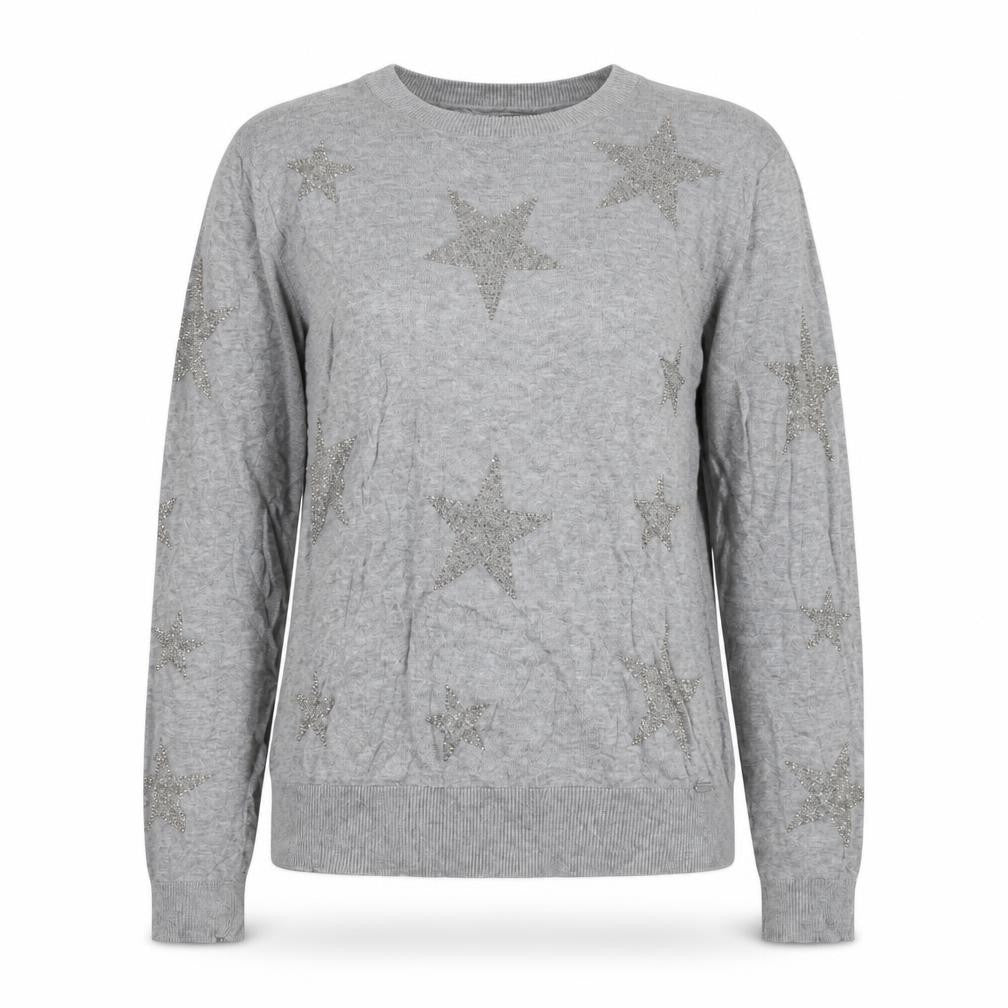 Front view of Superdry women’s grey xs crew neck star knit jumper