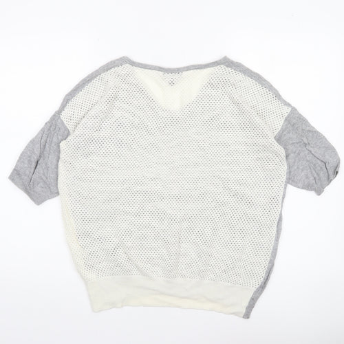 Topshop Women's Grey V-Neck Short Sleeve Relaxed Knit Jumper Size 8