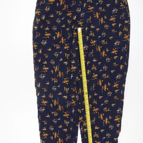 Mystify Women's Blue Geometric Print Jogger Trousers Size 10