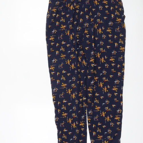 Mystify Women's Blue Geometric Print Jogger Trousers Size 10