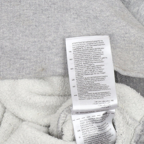Adidas Women Grey Cropped Sweatshirt Size 10 Logo Crew Neck Pullover