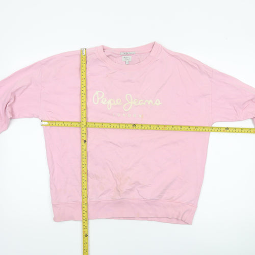 Pepe Jeans London Women's Pink Cotton Pullover Sweatshirt L