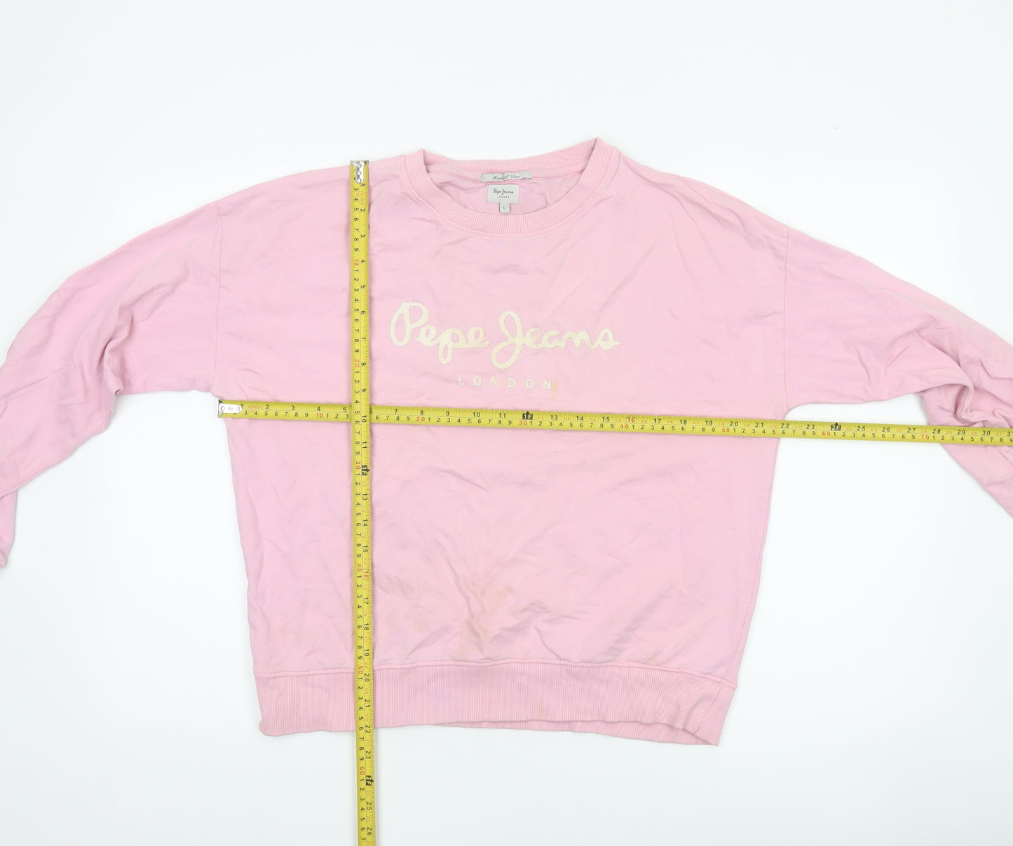 Pepe Jeans London Women's Pink Cotton Pullover Sweatshirt L