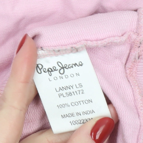 Pepe Jeans London Women's Pink Cotton Pullover Sweatshirt L