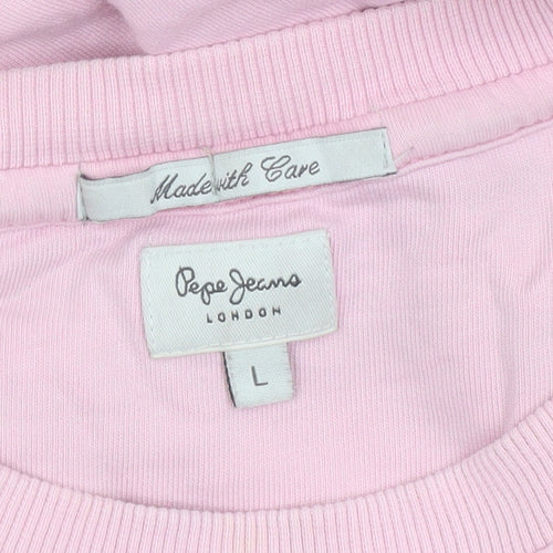 Pepe Jeans London Women's Pink Cotton Pullover Sweatshirt L