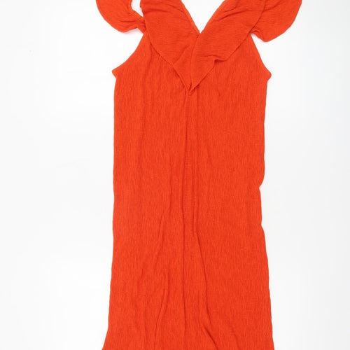 Zara Women Orange Sleeveless Bodycon Dress Size 12