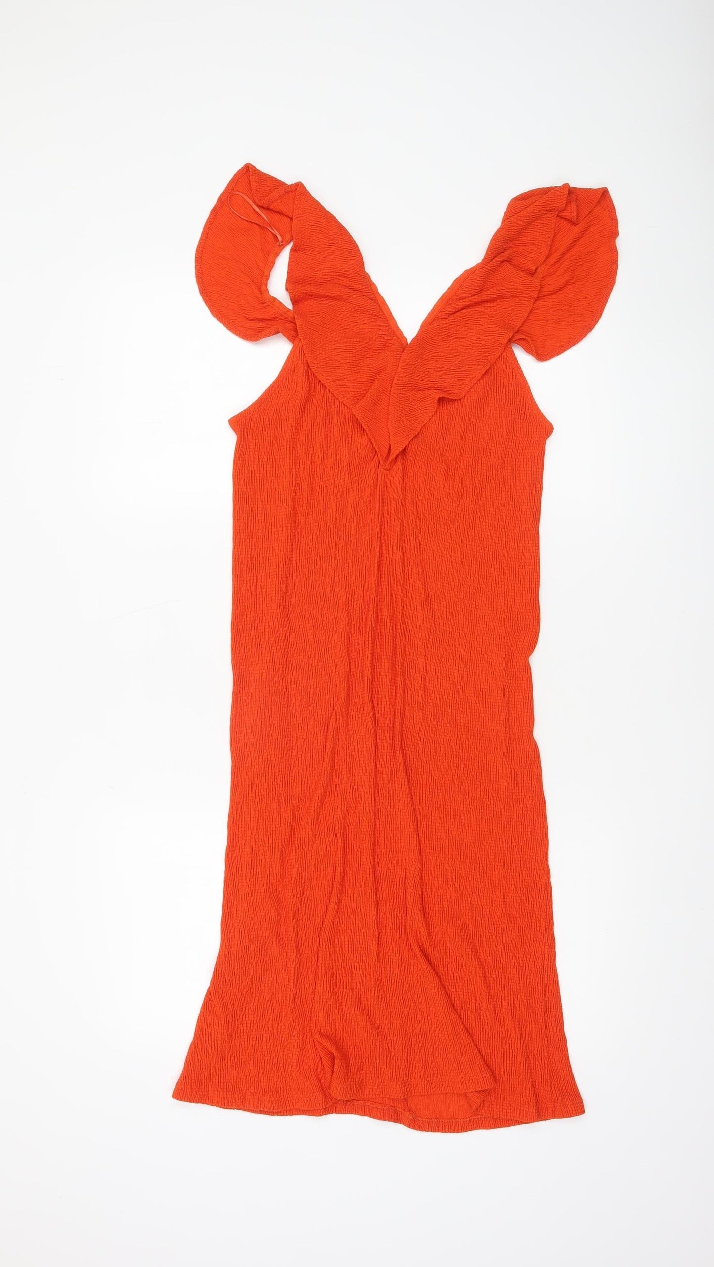 Zara Women Orange Sleeveless Bodycon Dress Size 12