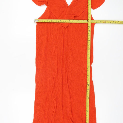 Zara Women Orange Sleeveless Bodycon Dress Size 12