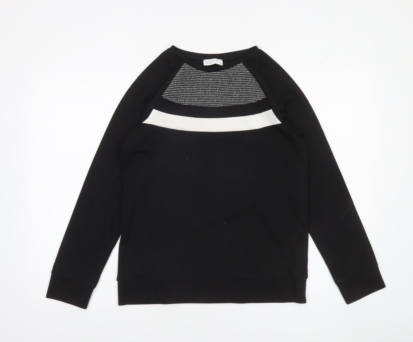 Papaya Woman Black & White Stripe Panel Sweatshirt Size 8
