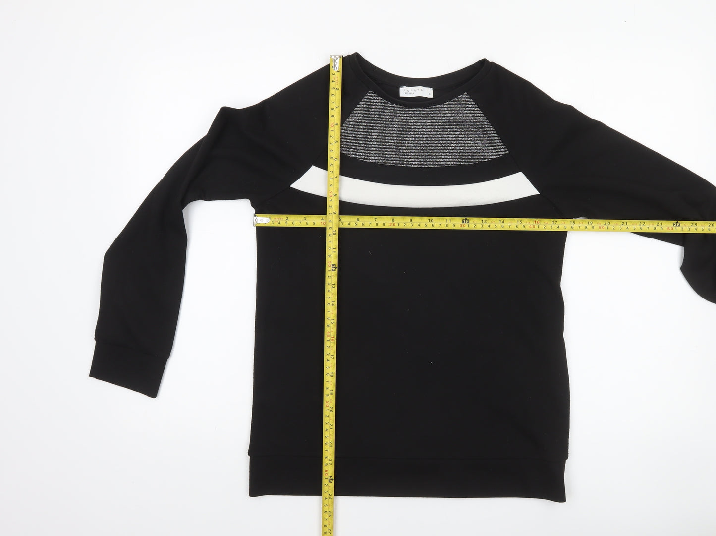 Papaya Woman Black & White Stripe Panel Sweatshirt Size 8