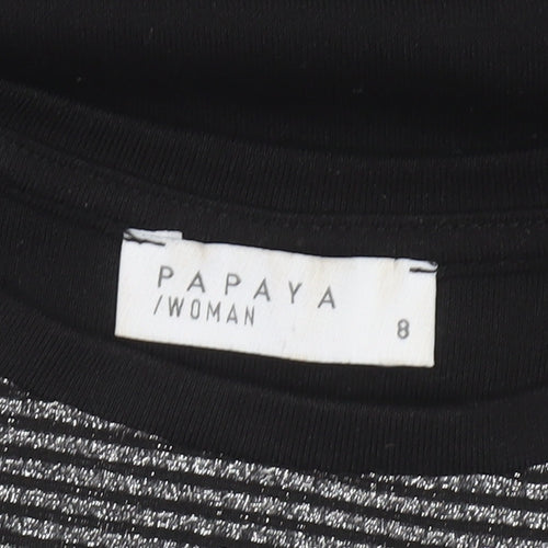 Papaya Woman Black & White Stripe Panel Sweatshirt Size 8