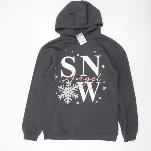 Primark Girls Grey Snow Angel Graphic Pullover Hoodie 12-13 Years