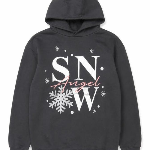 Primark Girls Grey Snow Angel Graphic Pullover Hoodie 12-13 Years
