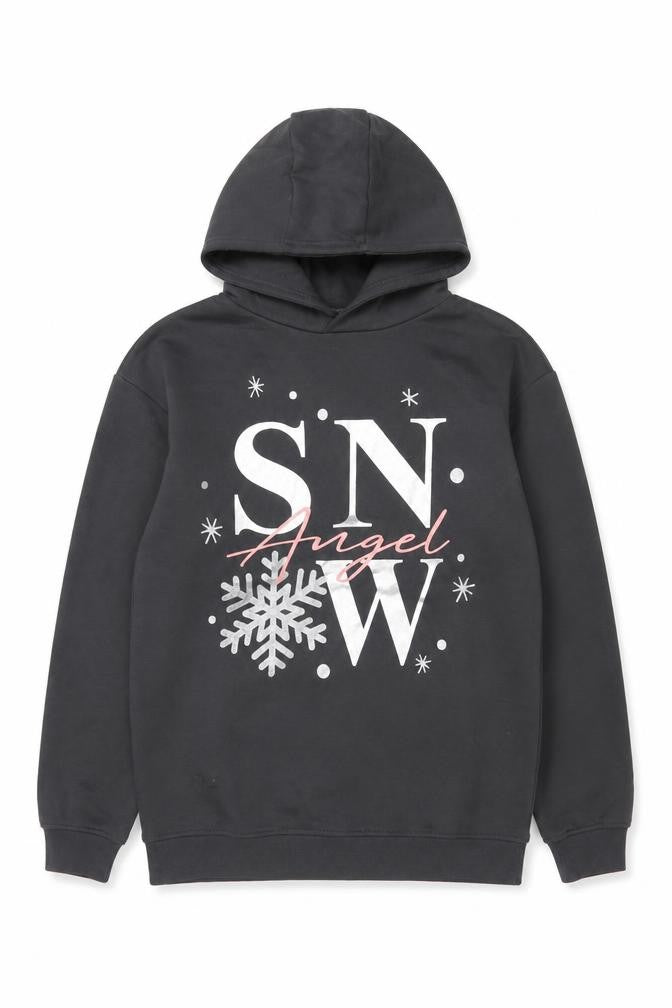 Primark Girls Grey Snow Angel Graphic Pullover Hoodie 12-13 Years