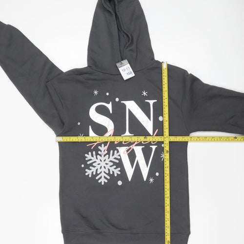 Primark Girls Grey Snow Angel Graphic Pullover Hoodie 12-13 Years