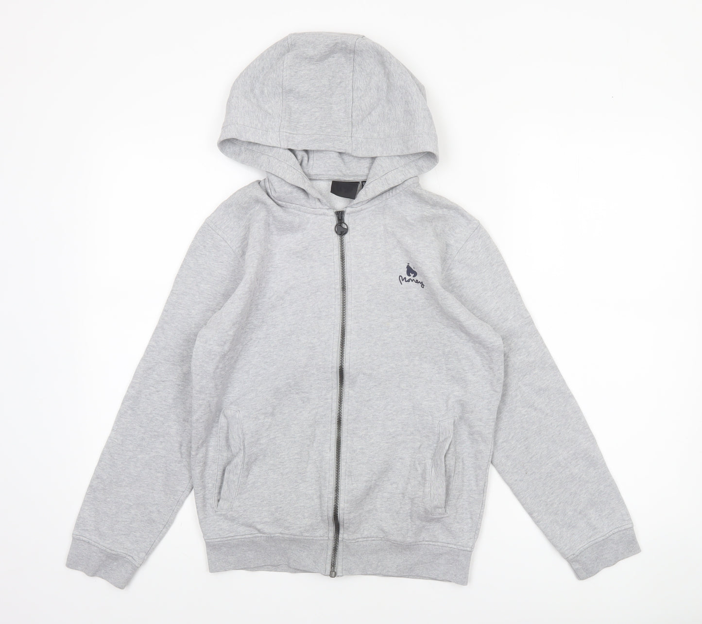 Money Boys Grey Full Zip Hoodie 12-13 Years Cotton Blend Casual