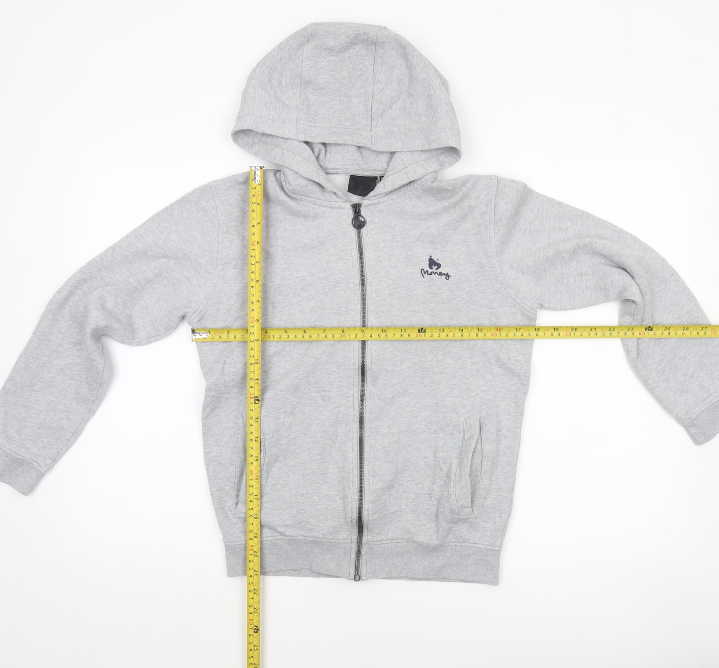 Money Boys Grey Full Zip Hoodie 12-13 Years Cotton Blend Casual
