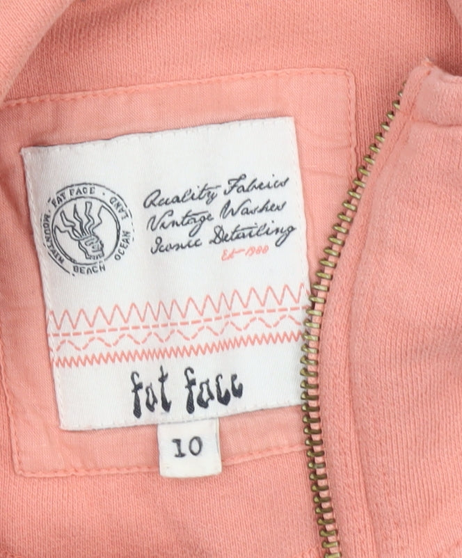 Fat Face Women’s Pink Cotton Zip Jacket Size 10 Casual Full Zip
