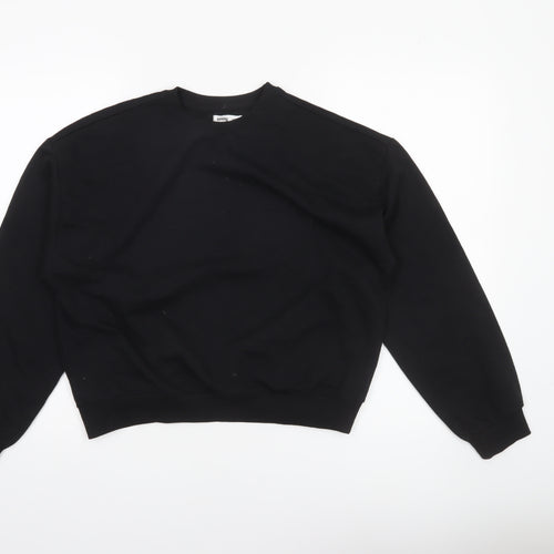 Sinsay Girls Black Pullover Sweatshirt 158cm Crew Neck Long Sleeve