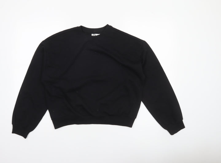Sinsay Girls Black Pullover Sweatshirt 158cm Crew Neck Long Sleeve