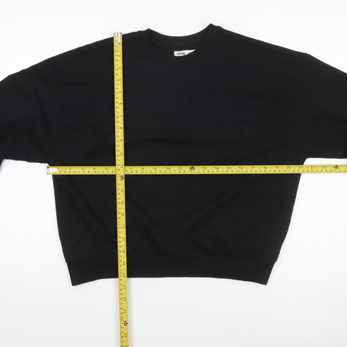 Sinsay Girls Black Pullover Sweatshirt 158cm Crew Neck Long Sleeve