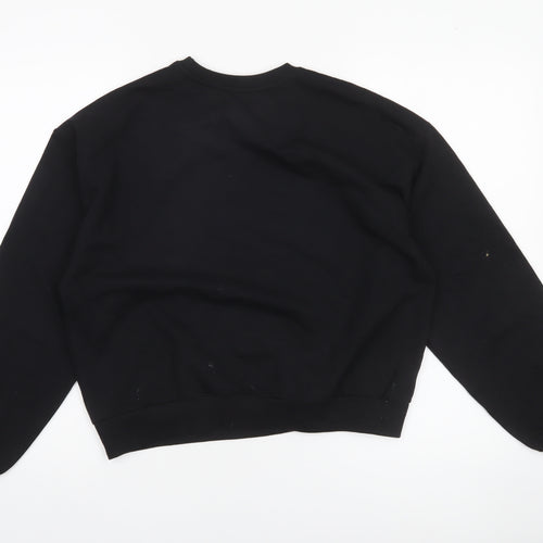 Sinsay Girls Black Pullover Sweatshirt 158cm Crew Neck Long Sleeve
