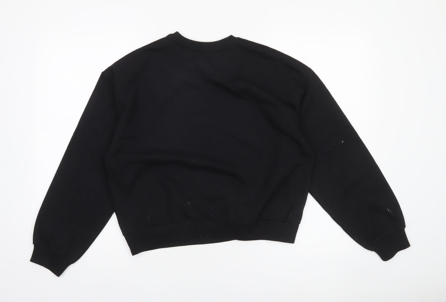Sinsay Girls Black Pullover Sweatshirt 158cm Crew Neck Long Sleeve