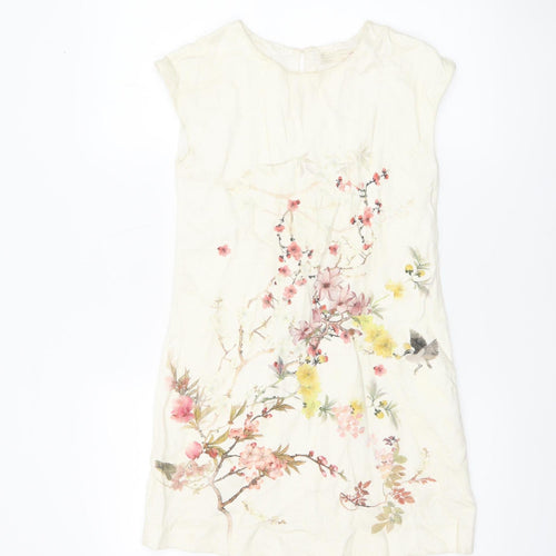 Zara Girls Ivory Floral Cotton Shift Dress 13-14 Years Spring Summer