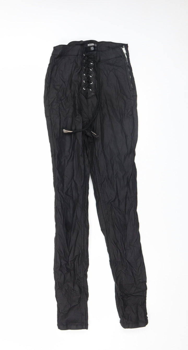 Missguided Womens Black Lace Up Skinny Stretch Trousers UK 10