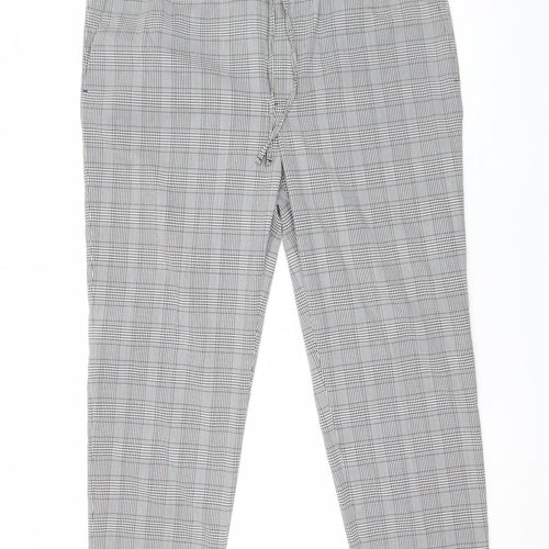 H&M Women's Grey Check Slim Fit Chino Trousers XL
