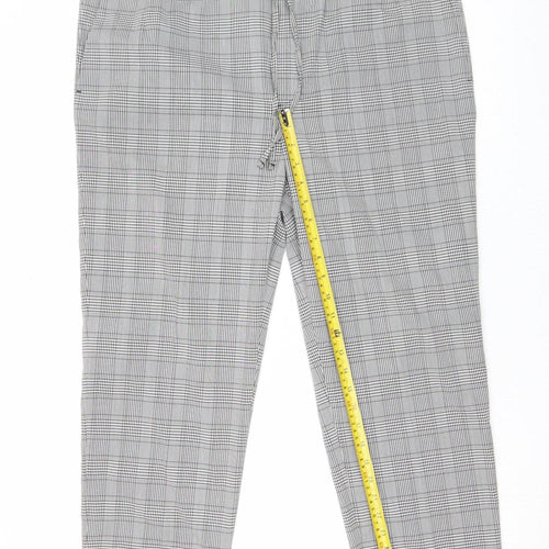 H&M Women's Grey Check Slim Fit Chino Trousers XL