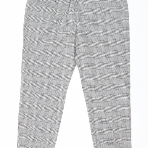 H&M Women's Grey Check Slim Fit Chino Trousers XL