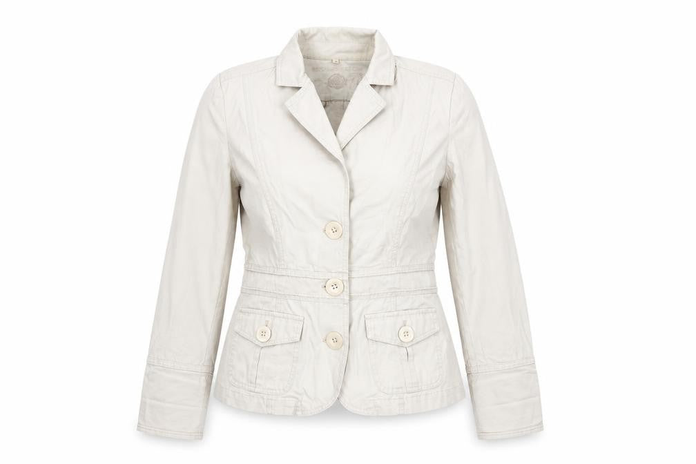 Front view of RJR.John Rocha Teens Beige Cotton Button Blazer Jacket, size 12, Years