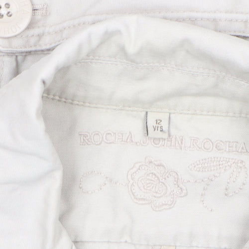 Rocha John Rocha Teens Beige Cotton Button Blazer Jacket Size 12 Years