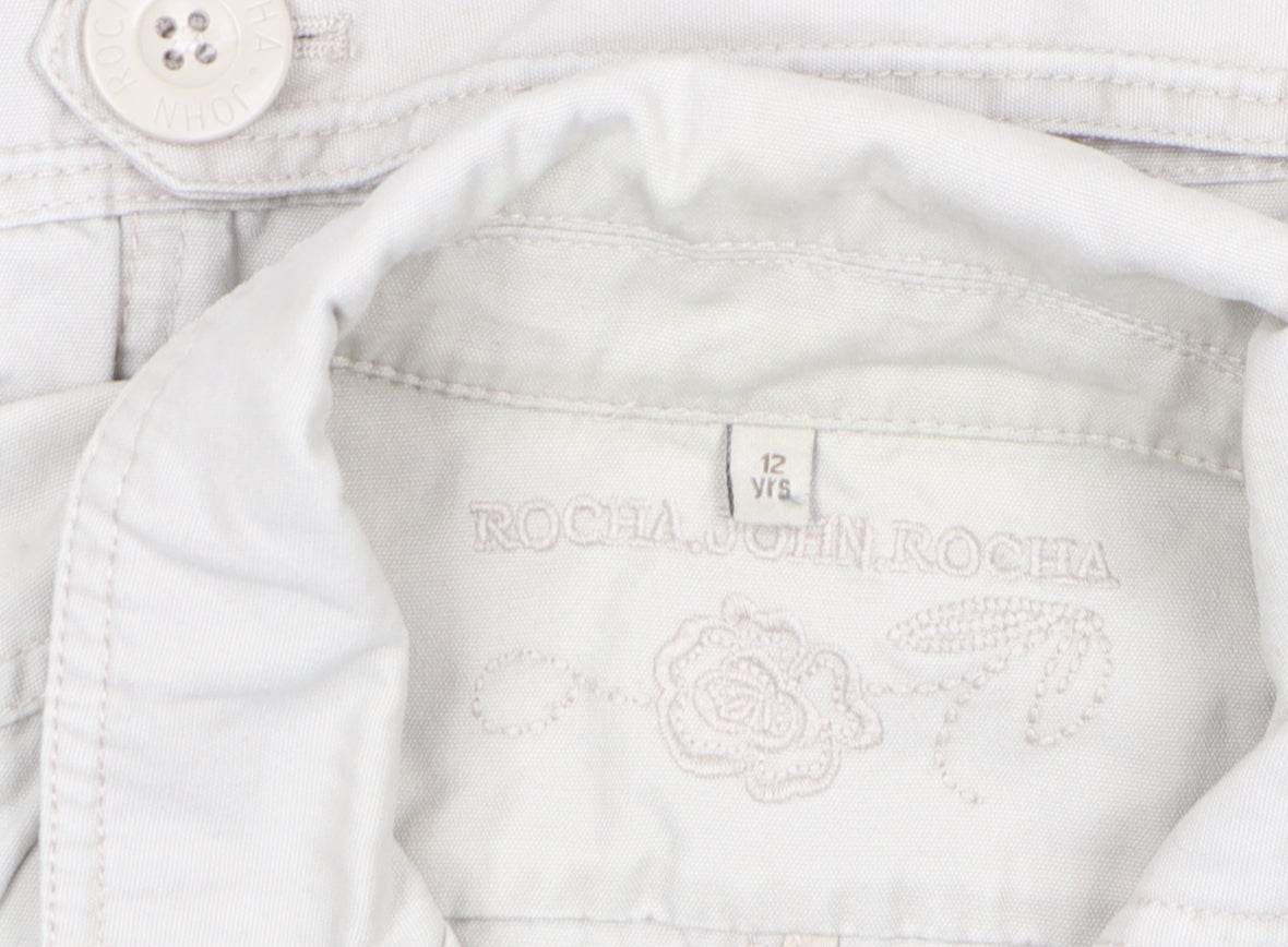 Rocha John Rocha Teens Beige Cotton Button Blazer Jacket Size 12 Years