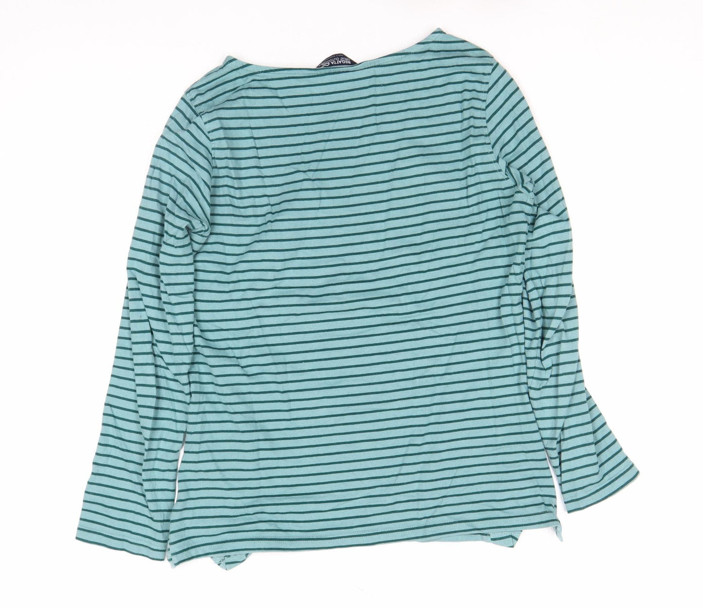 Regatta Women’s Green Striped Long Sleeve Cotton T-Shirt UK 12