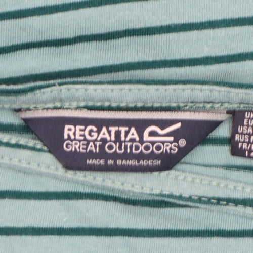 Regatta Women’s Green Striped Long Sleeve Cotton T-Shirt UK 12