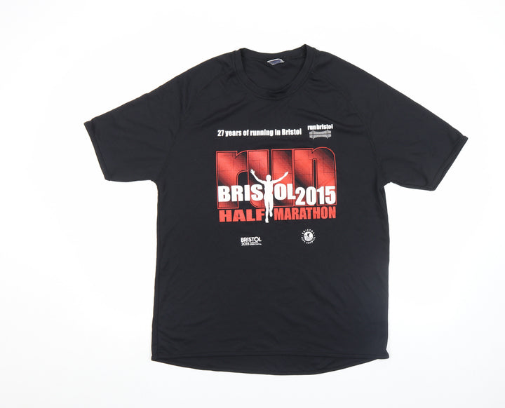 Star World Men's Black 2015 Bristol Half Marathon Sports T-Shirt M