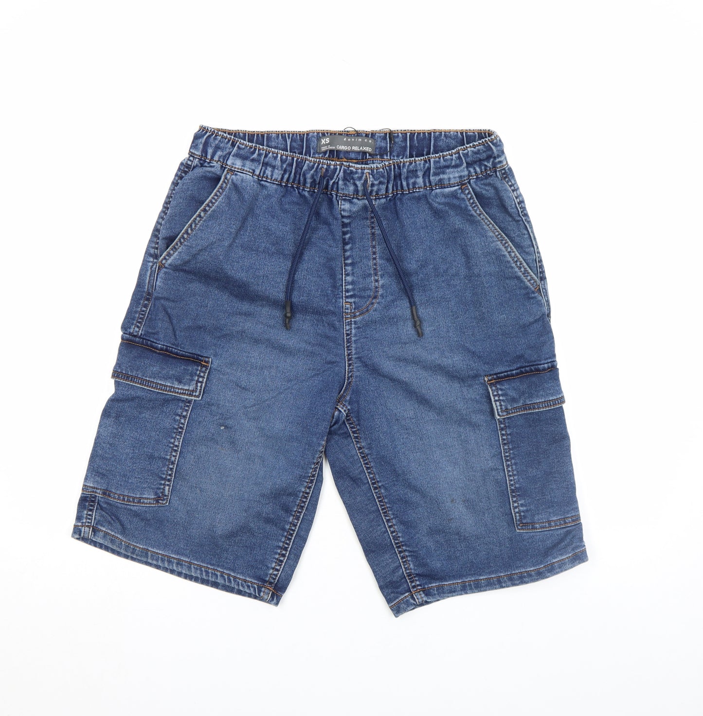 Denim Co Men's Blue XS Cargo Relaxed Denim Shorts Drawstring Waist