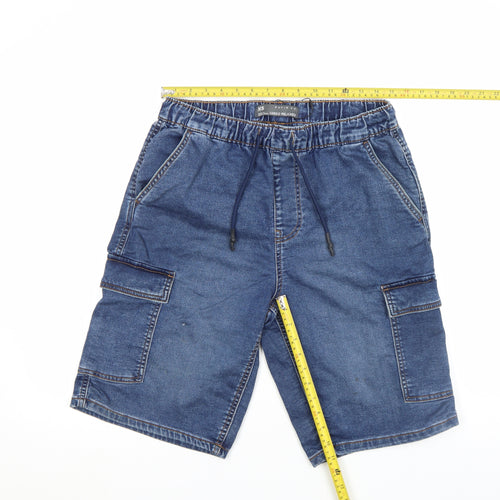 Denim Co Men's Blue XS Cargo Relaxed Denim Shorts Drawstring Waist