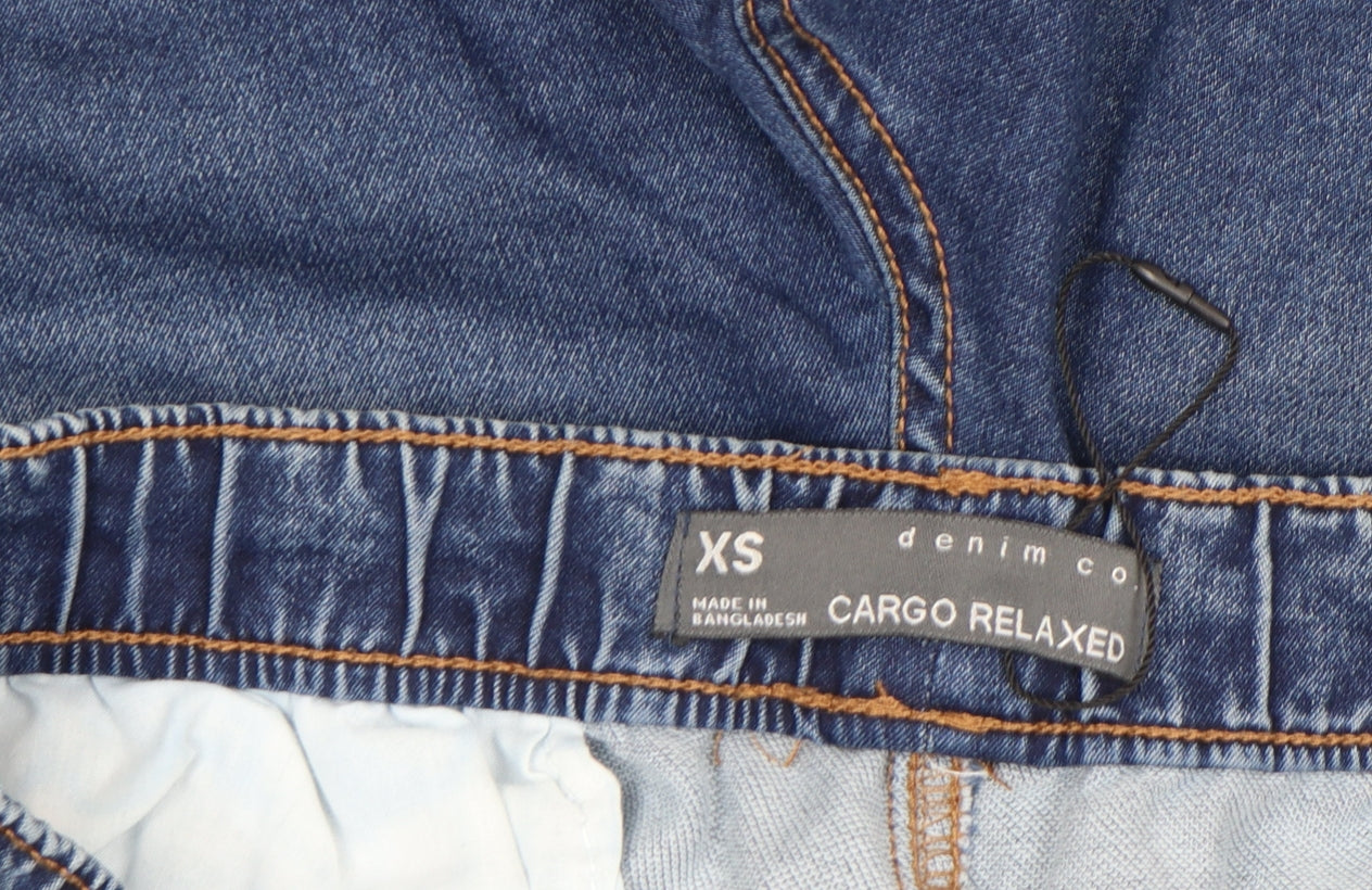 Denim Co Men's Blue XS Cargo Relaxed Denim Shorts Drawstring Waist