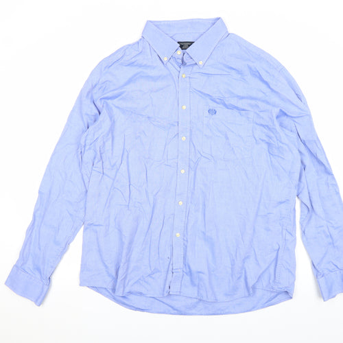 Paul Costelloe Living Men's Blue 2XL Button-Down Cotton Shirt