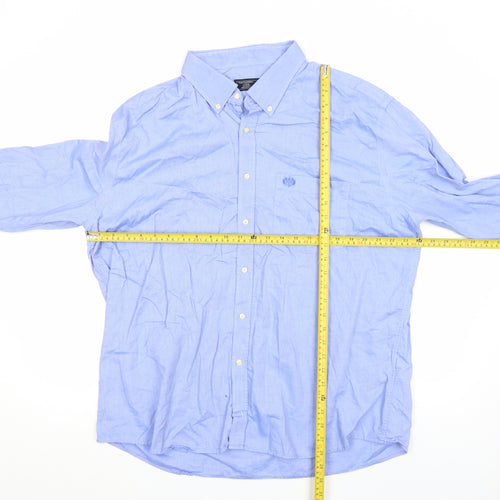 Paul Costelloe Living Men's Blue 2XL Button-Down Cotton Shirt
