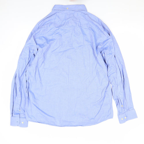 Paul Costelloe Living Men's Blue 2XL Button-Down Cotton Shirt