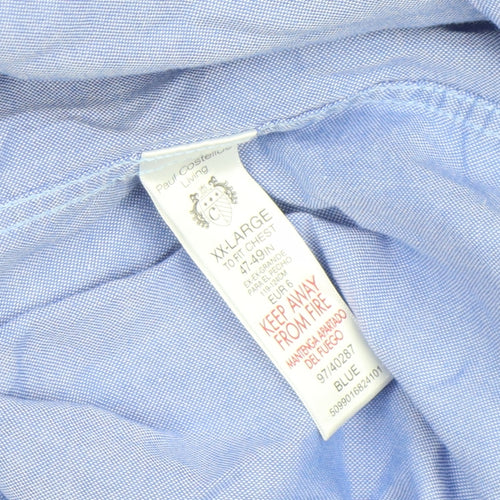 Paul Costelloe Living Men's Blue 2XL Button-Down Cotton Shirt